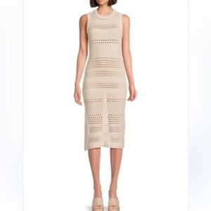 Lock the Label Crochet Midi Dress Beige S
